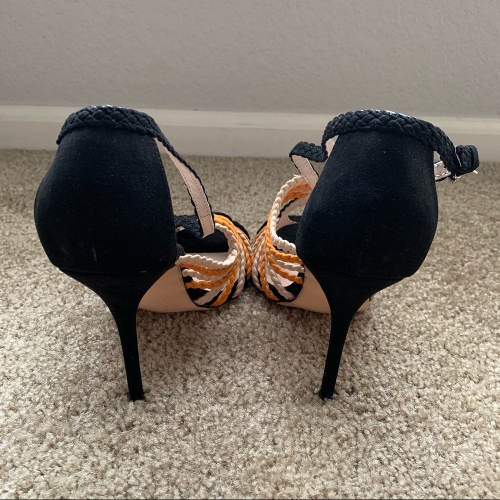 NEW Zara Orange Black Braided Heeled Sandals Size 10 - Picture 5 of 9